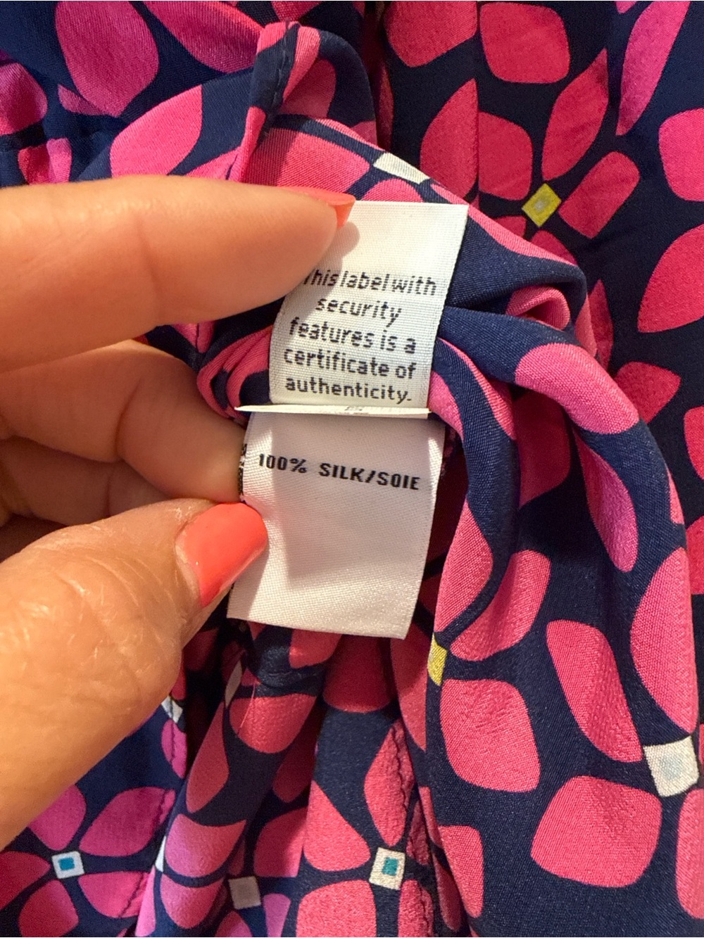 DVF Diane von Furstenberg Freya Silk Dress Pink Navy Floral Drawstring - Picture 4 of 12
